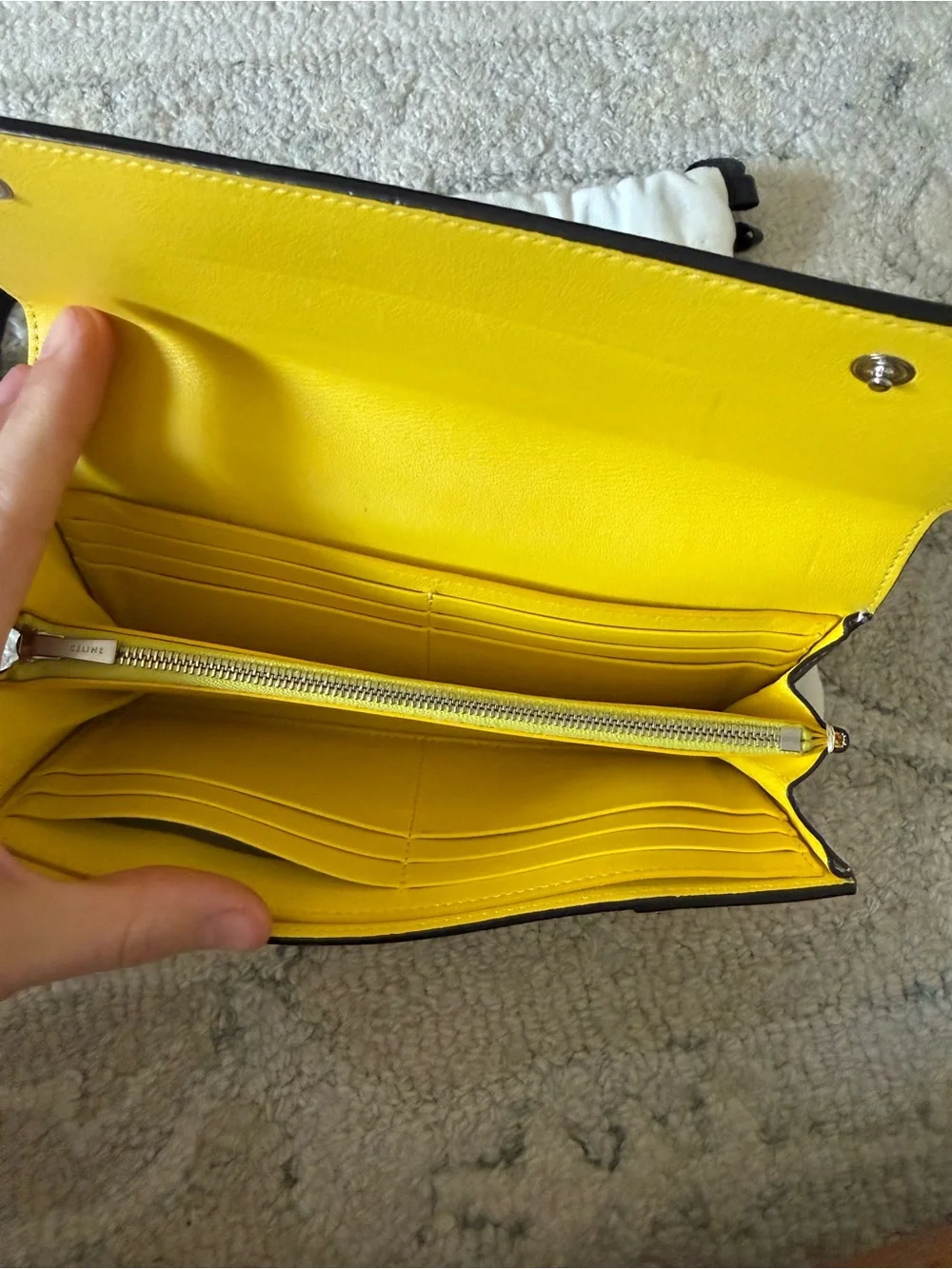 Celine Taupe Leather Fold-Over Clutch